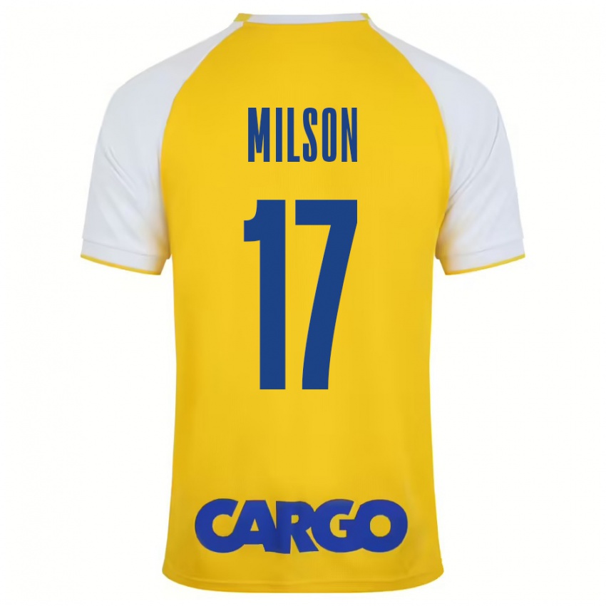 Niño Camiseta Milson #17 Amarillo Blanco 1ª Equipación 2024/25 La Camisa Argentina