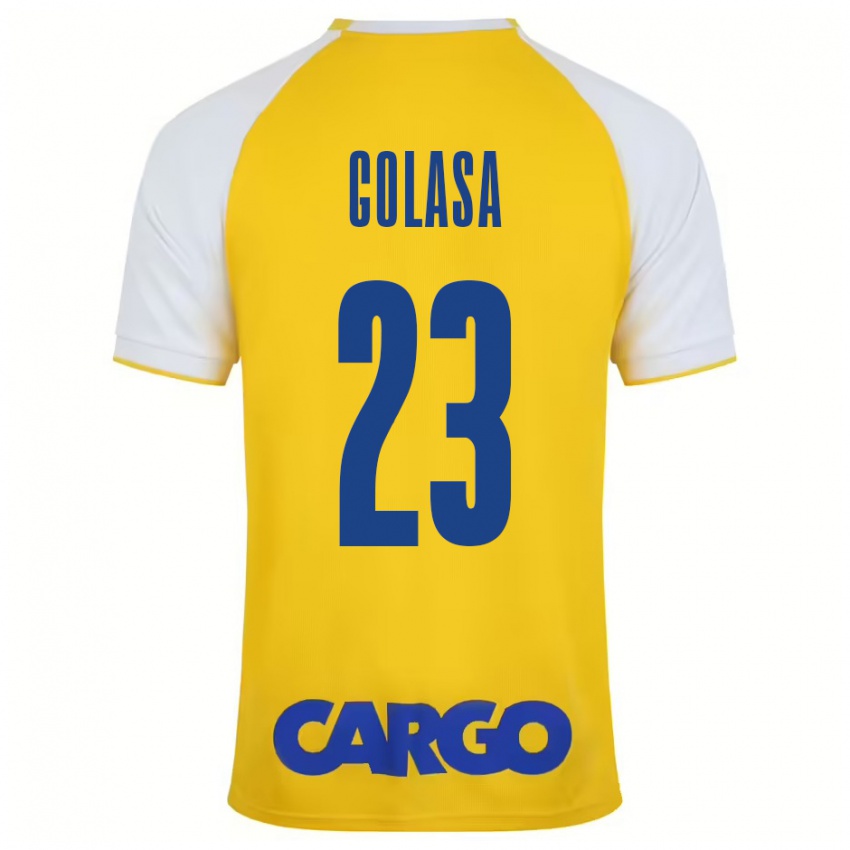 Niño Camiseta Eyal Golasa #23 Amarillo Blanco 1ª Equipación 2024/25 La Camisa Argentina