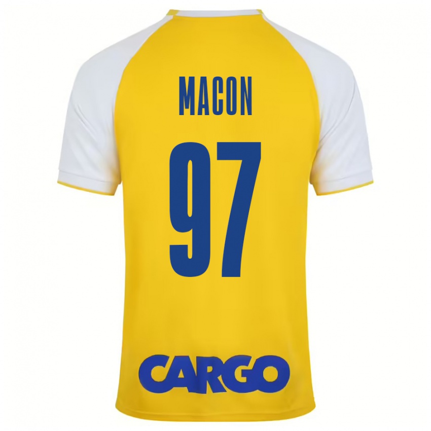 Niño Camiseta Yvann Maçon #97 Amarillo Blanco 1ª Equipación 2024/25 La Camisa Argentina