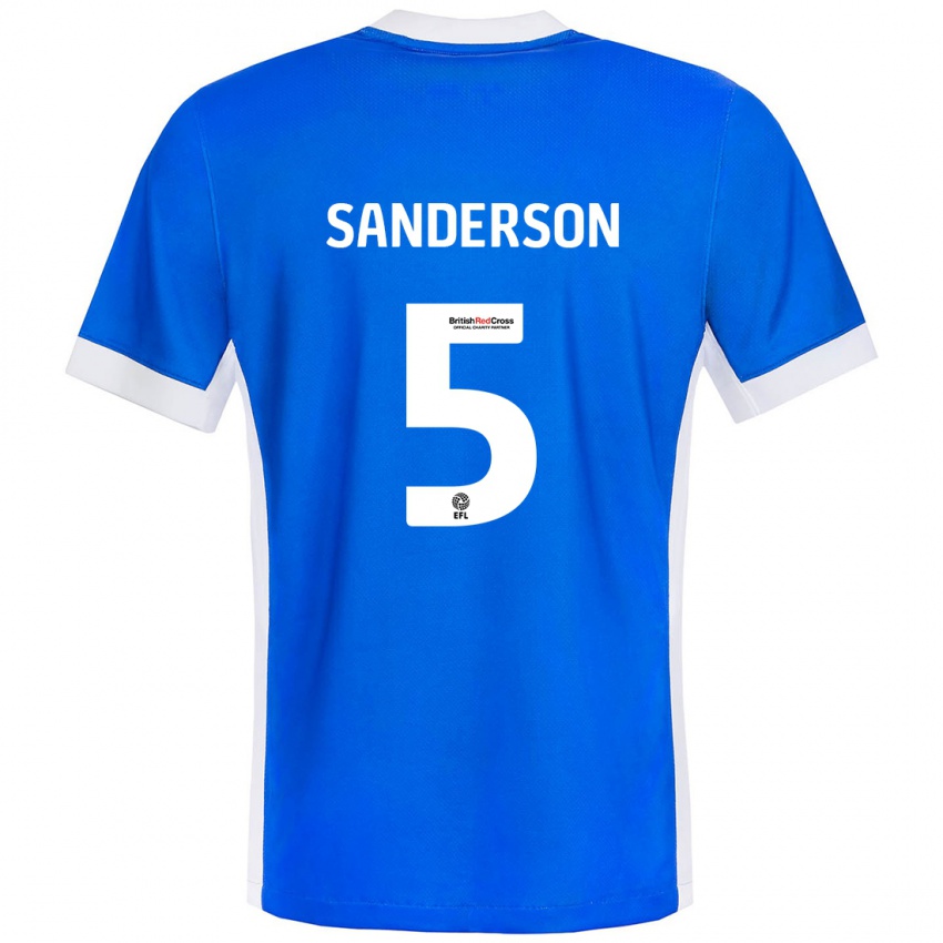 Niño Camiseta Dion Sanderson #5 Azul Blanco 1ª Equipación 2024/25 La Camisa Argentina