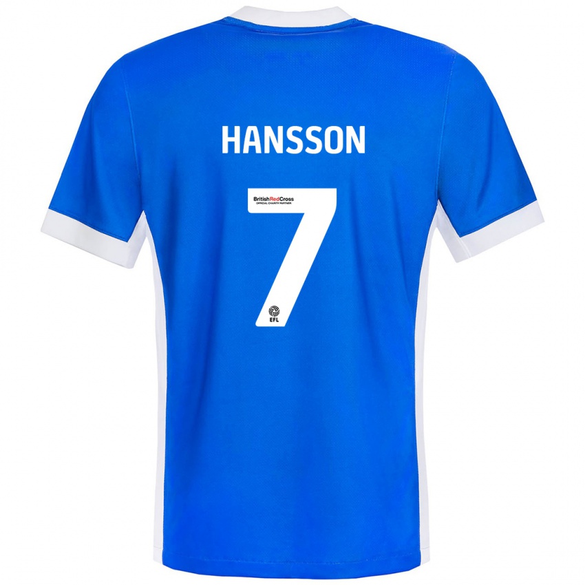 Niño Camiseta Emil Hansson #7 Azul Blanco 1ª Equipación 2024/25 La Camisa Argentina