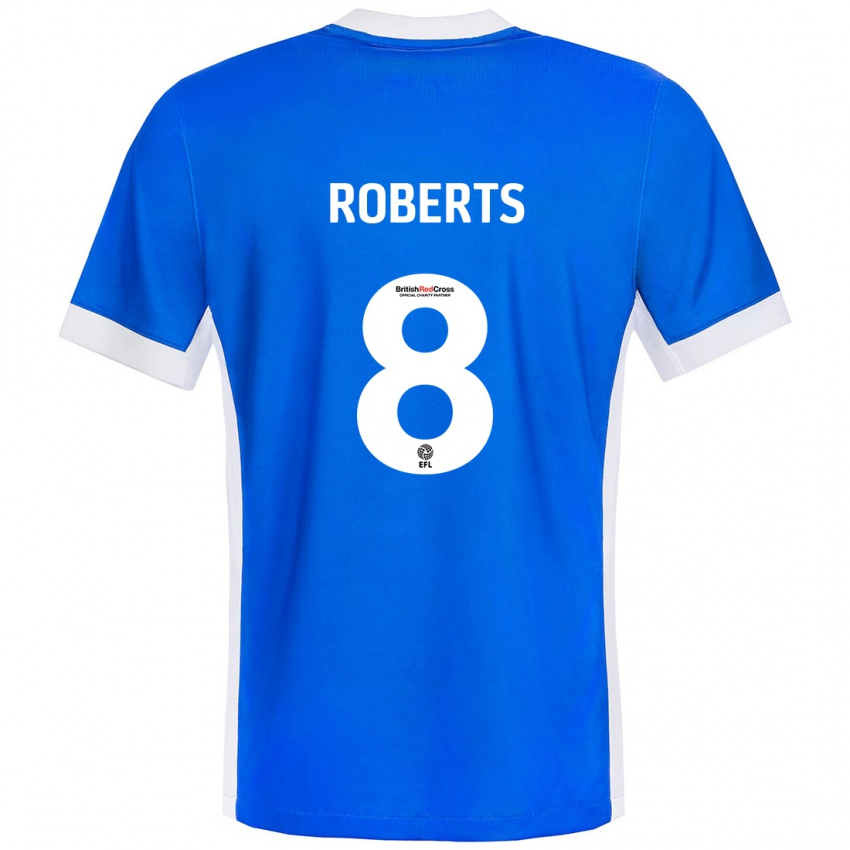 Niño Camiseta Tyler Roberts #8 Azul Blanco 1ª Equipación 2024/25 La Camisa Argentina