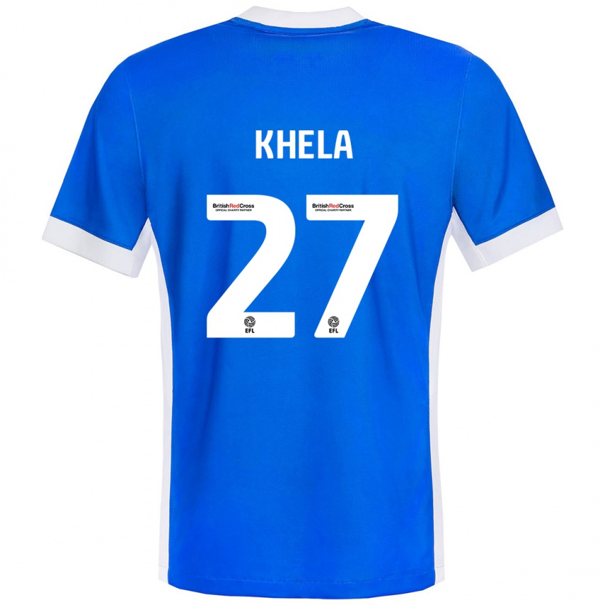 Niño Camiseta Brandon Khela #27 Azul Blanco 1ª Equipación 2024/25 La Camisa Argentina