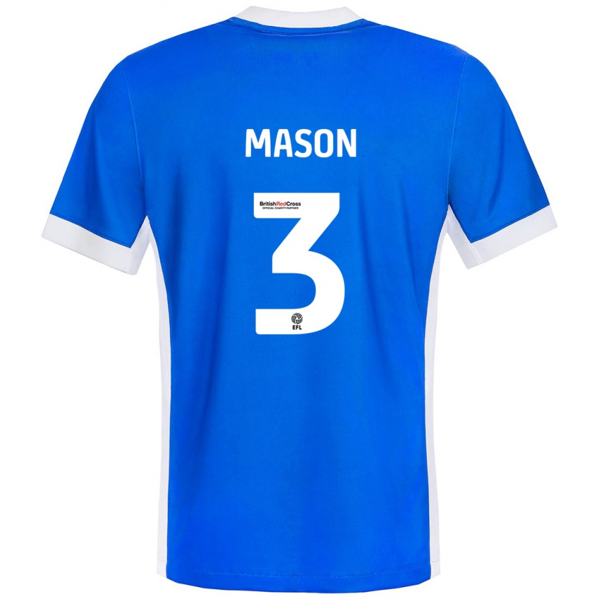 Niño Camiseta Ellie Mason #3 Azul Blanco 1ª Equipación 2024/25 La Camisa Argentina