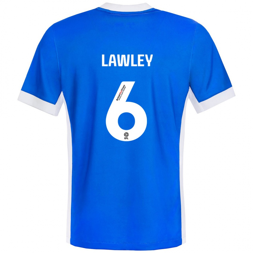 Niño Camiseta Gemma Lawley #6 Azul Blanco 1ª Equipación 2024/25 La Camisa Argentina