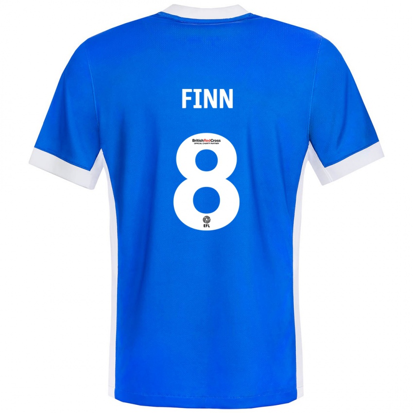 Niño Camiseta Jamie Finn #8 Azul Blanco 1ª Equipación 2024/25 La Camisa Argentina