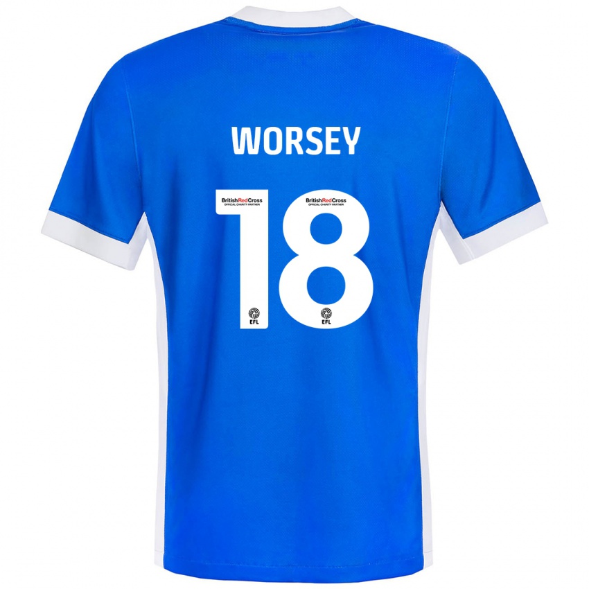 Niño Camiseta Louanne Worsey #18 Azul Blanco 1ª Equipación 2024/25 La Camisa Argentina