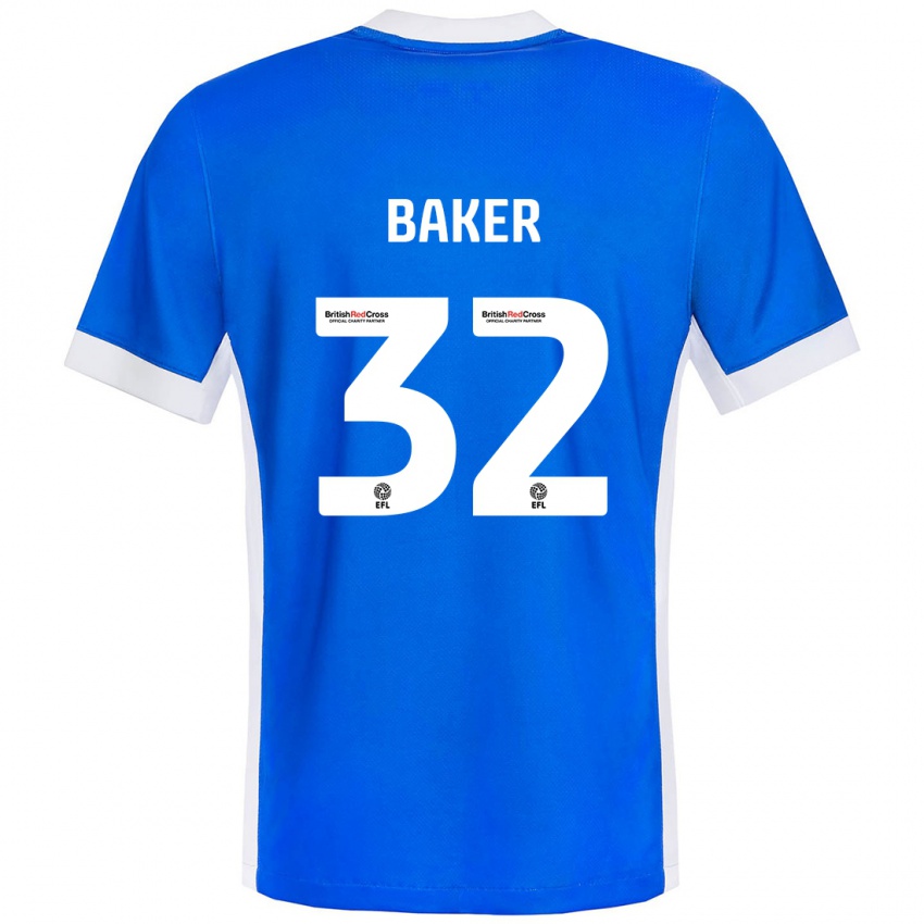 Niño Camiseta Ava Baker #32 Azul Blanco 1ª Equipación 2024/25 La Camisa Argentina