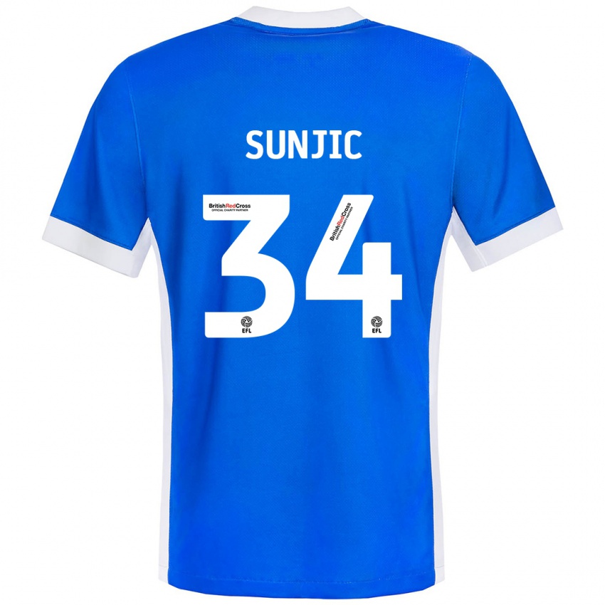 Niño Camiseta Ivan Sunjic #34 Azul Blanco 1ª Equipación 2024/25 La Camisa Argentina