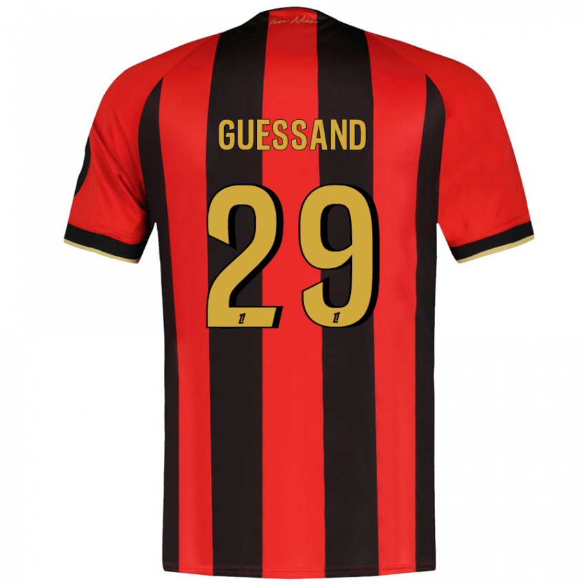 Niño Camiseta Evann Guessand #29 Rojo Negro 1ª Equipación 2024/25 La Camisa Argentina