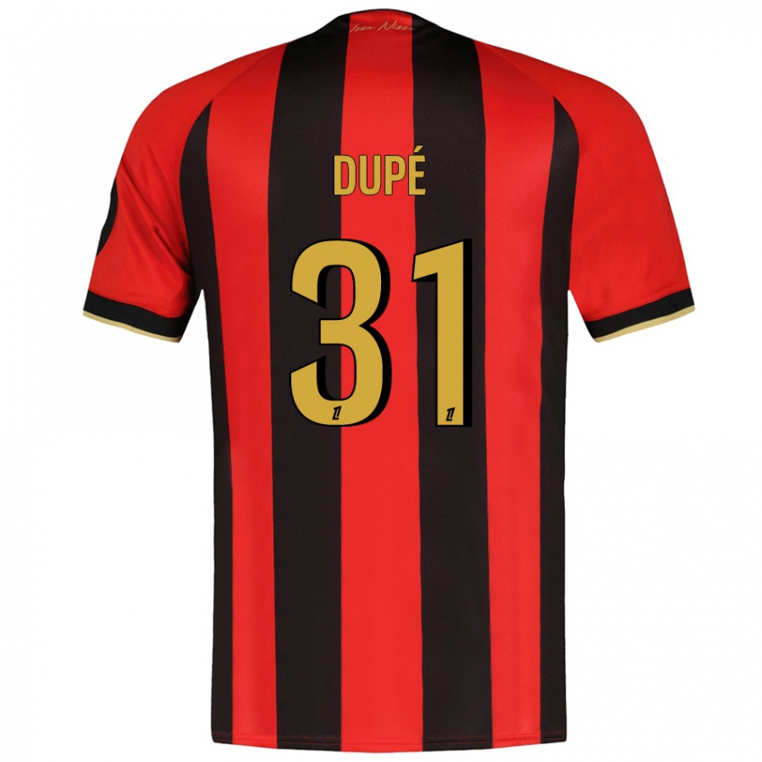 Niño Camiseta Maxime Dupé #31 Rojo Negro 1ª Equipación 2024/25 La Camisa Argentina