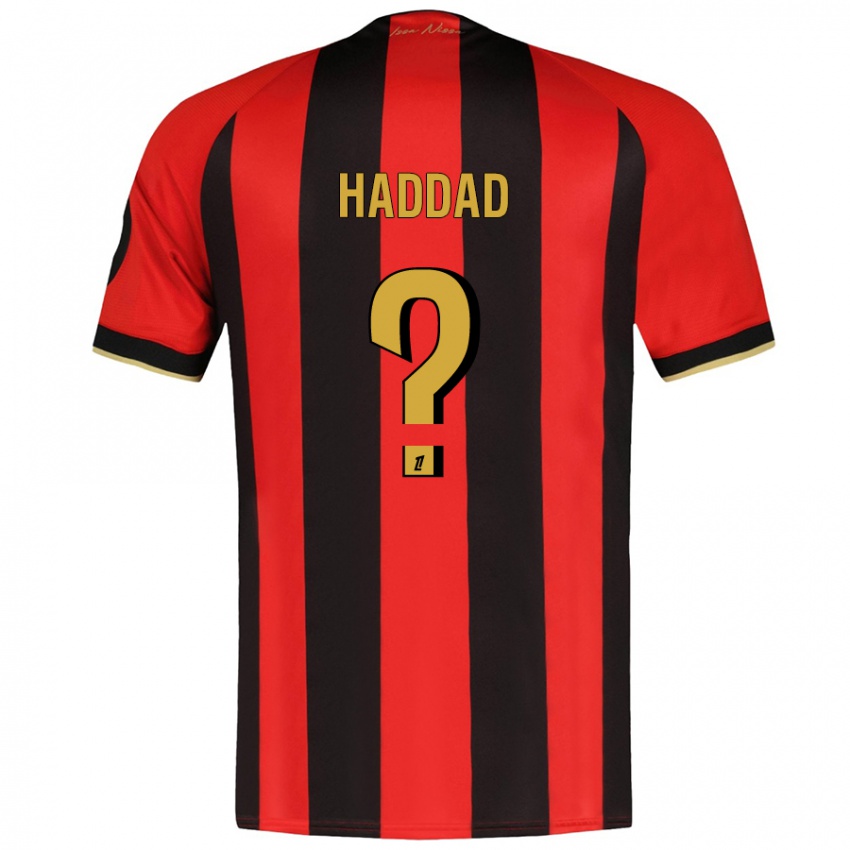 Niño Camiseta Yacine Haddad #0 Rojo Negro 1ª Equipación 2024/25 La Camisa Argentina