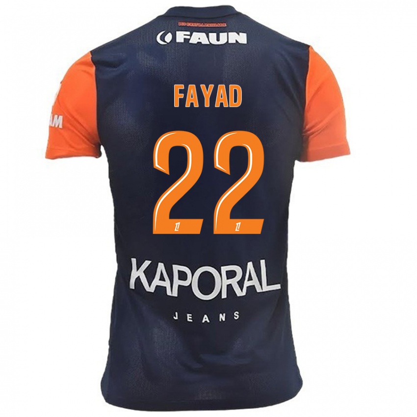 Niño Camiseta Khalil Fayad #22 Azul Marino Naranja 1ª Equipación 2024/25 La Camisa Argentina