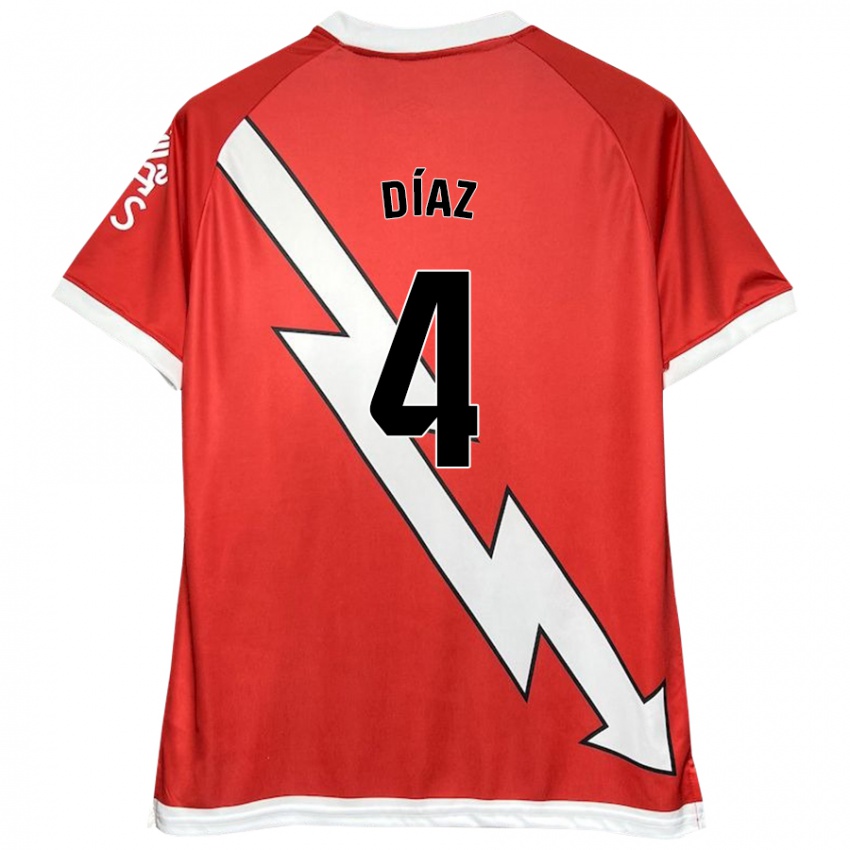 Niño Camiseta Pedro Díaz #4 Blanco Rojo 1ª Equipación 2024/25 La Camisa Argentina