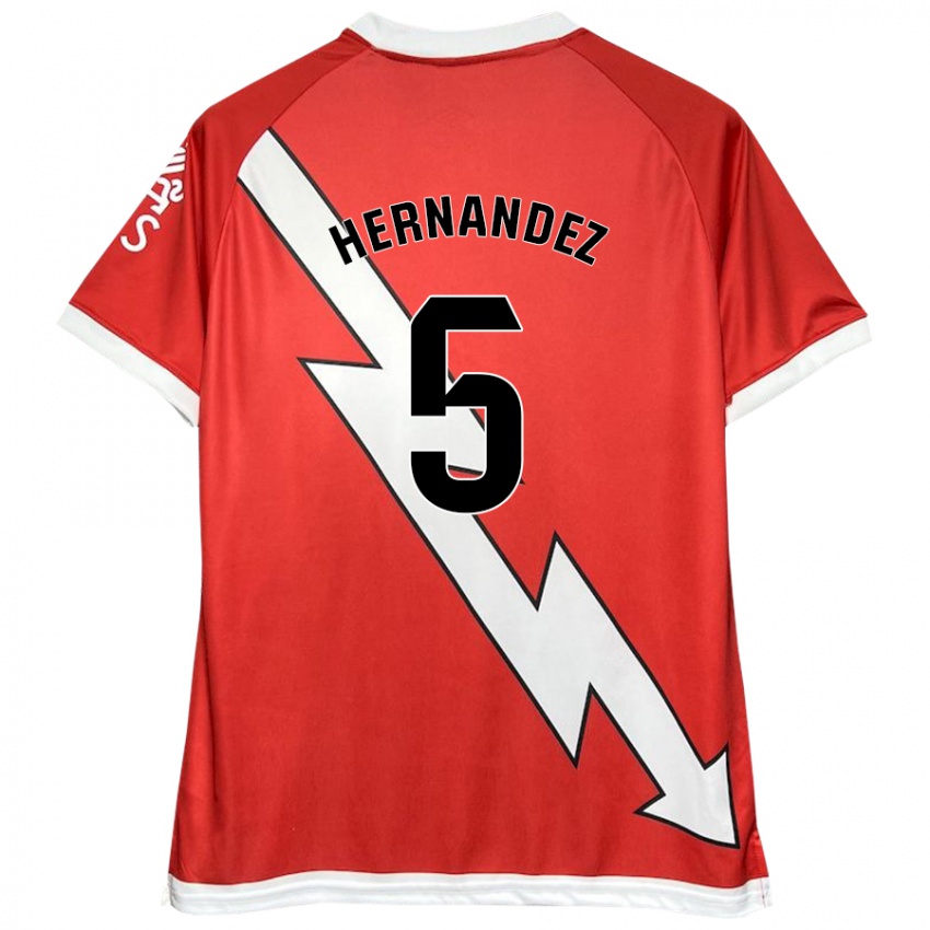 Niño Camiseta Aridane Hernández #5 Blanco Rojo 1ª Equipación 2024/25 La Camisa Argentina