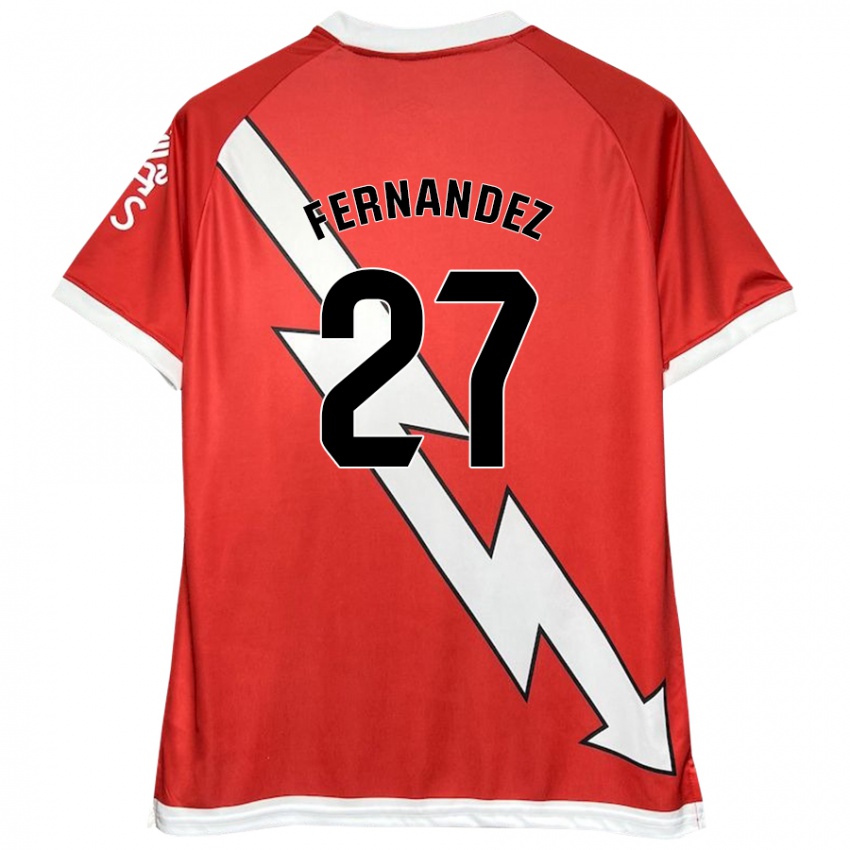 Niño Camiseta Pelayo Fernandez #27 Blanco Rojo 1ª Equipación 2024/25 La Camisa Argentina