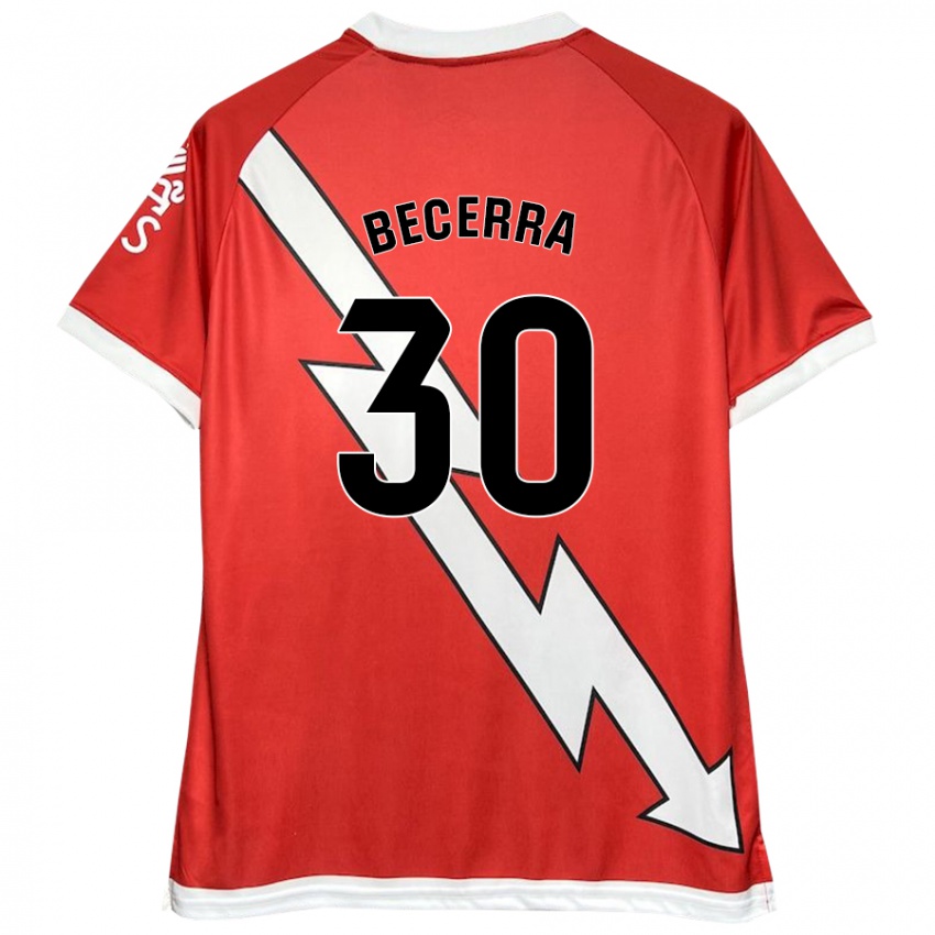 Niño Camiseta Samuel Becerra #30 Blanco Rojo 1ª Equipación 2024/25 La Camisa Argentina