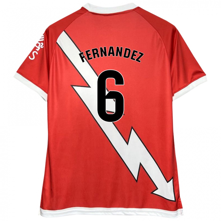 Niño Camiseta Paula Fernández #6 Blanco Rojo 1ª Equipación 2024/25 La Camisa Argentina