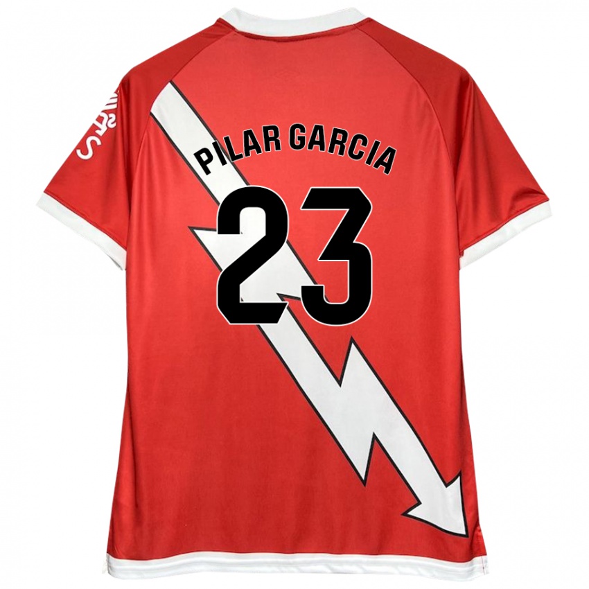 Niño Camiseta María Pilar García Villalba #23 Blanco Rojo 1ª Equipación 2024/25 La Camisa Argentina