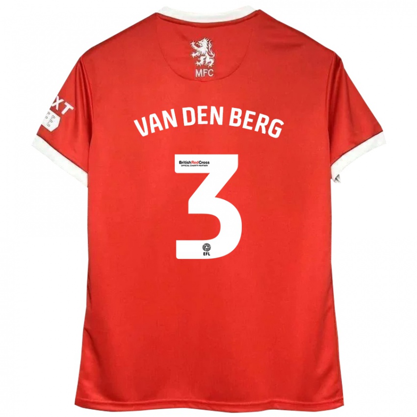 Niño Camiseta Rav Van Den Berg #3 Rojo Blanco 1ª Equipación 2024/25 La Camisa Argentina