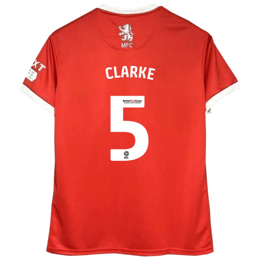 Niño Camiseta Matt Clarke #5 Rojo Blanco 1ª Equipación 2024/25 La Camisa Argentina