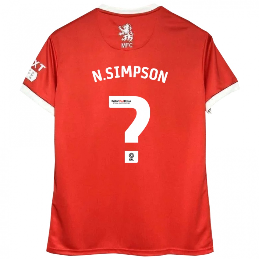 Niño Camiseta Nathan Simpson #0 Rojo Blanco 1ª Equipación 2024/25 La Camisa Argentina