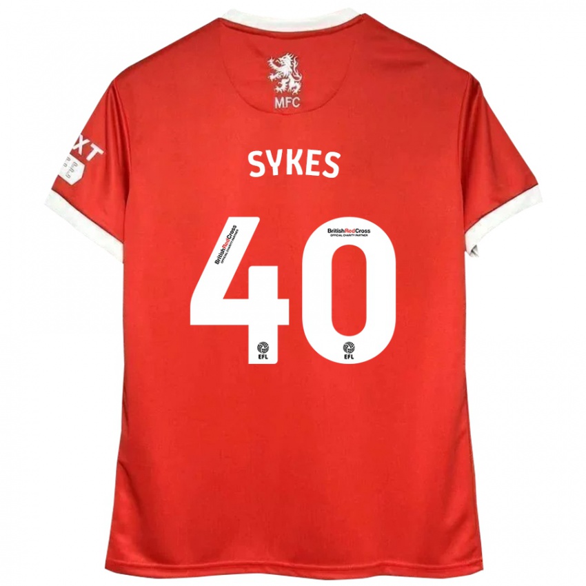 Niño Camiseta Cain Sykes #40 Rojo Blanco 1ª Equipación 2024/25 La Camisa Argentina