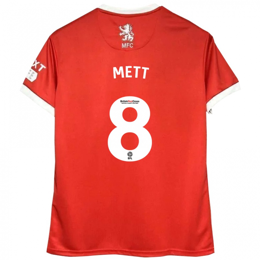 Niño Camiseta Jessica Mett #8 Rojo Blanco 1ª Equipación 2024/25 La Camisa Argentina