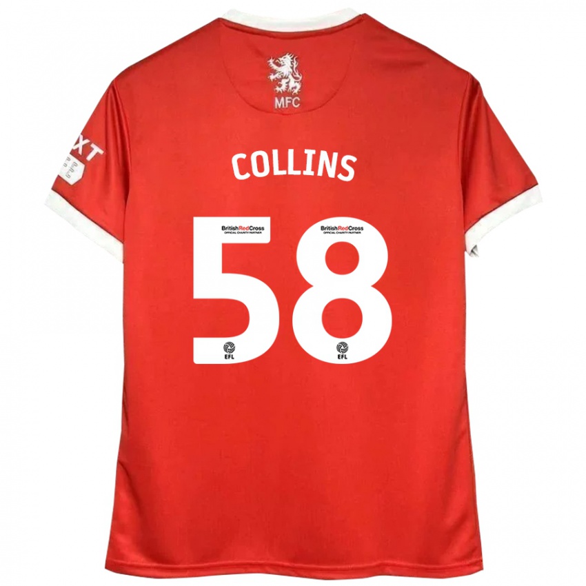 Niño Camiseta Sam Collins #58 Rojo Blanco 1ª Equipación 2024/25 La Camisa Argentina