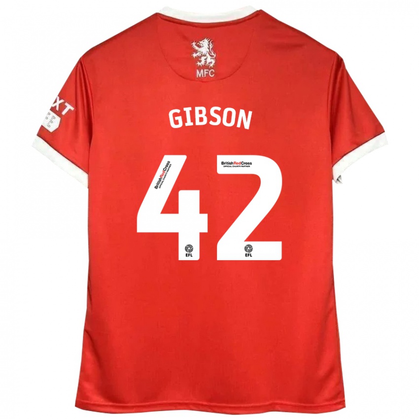 Niño Camiseta Joseph Gibson #42 Rojo Blanco 1ª Equipación 2024/25 La Camisa Argentina