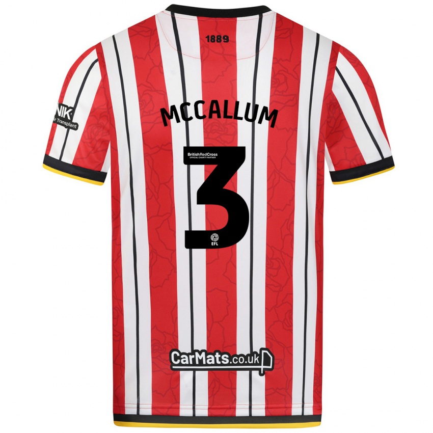 Niño Camiseta Sam Mccallum #3 Rojo Blanco Rayas 1ª Equipación 2024/25 La Camisa Argentina