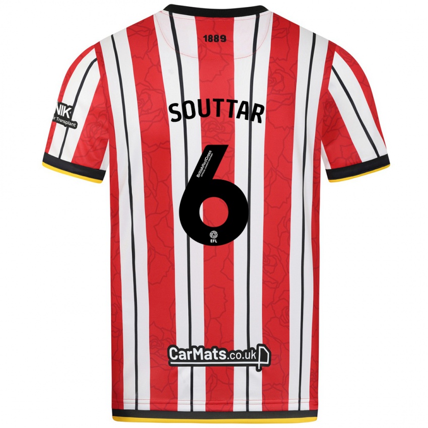 Niño Camiseta Harry Souttar #6 Rojo Blanco Rayas 1ª Equipación 2024/25 La Camisa Argentina