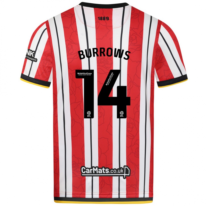 Niño Camiseta Harrison Burrows #14 Rojo Blanco Rayas 1ª Equipación 2024/25 La Camisa Argentina