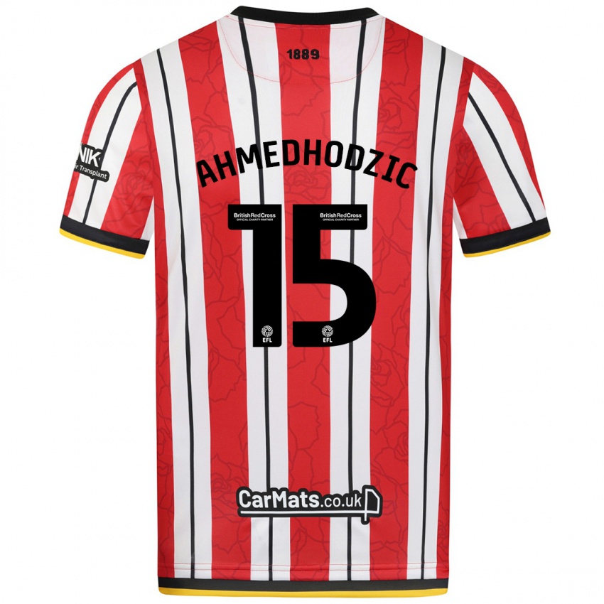 Niño Camiseta Anel Ahmedhodzic #15 Rojo Blanco Rayas 1ª Equipación 2024/25 La Camisa Argentina