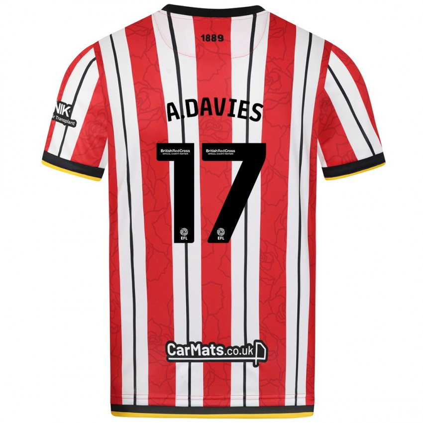 Niño Camiseta Adam Davies #17 Rojo Blanco Rayas 1ª Equipación 2024/25 La Camisa Argentina