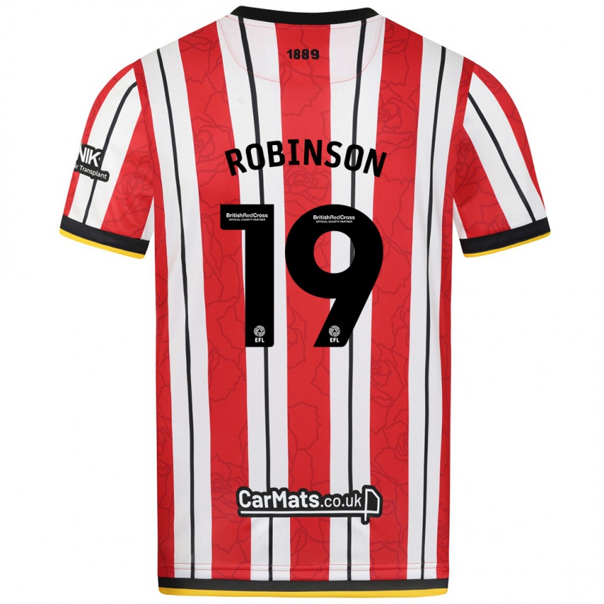 Niño Camiseta Jack Robinson #19 Rojo Blanco Rayas 1ª Equipación 2024/25 La Camisa Argentina