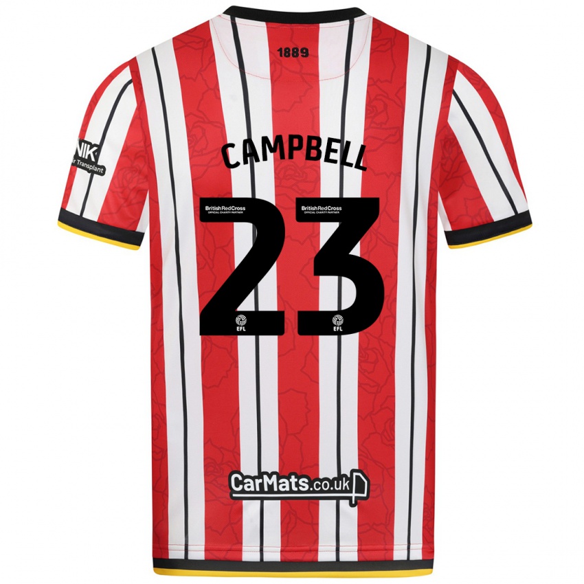 Niño Camiseta Tyrese Campbell #23 Rojo Blanco Rayas 1ª Equipación 2024/25 La Camisa Argentina