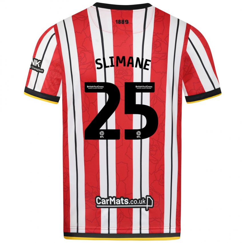 Niño Camiseta Anis Slimane #25 Rojo Blanco Rayas 1ª Equipación 2024/25 La Camisa Argentina