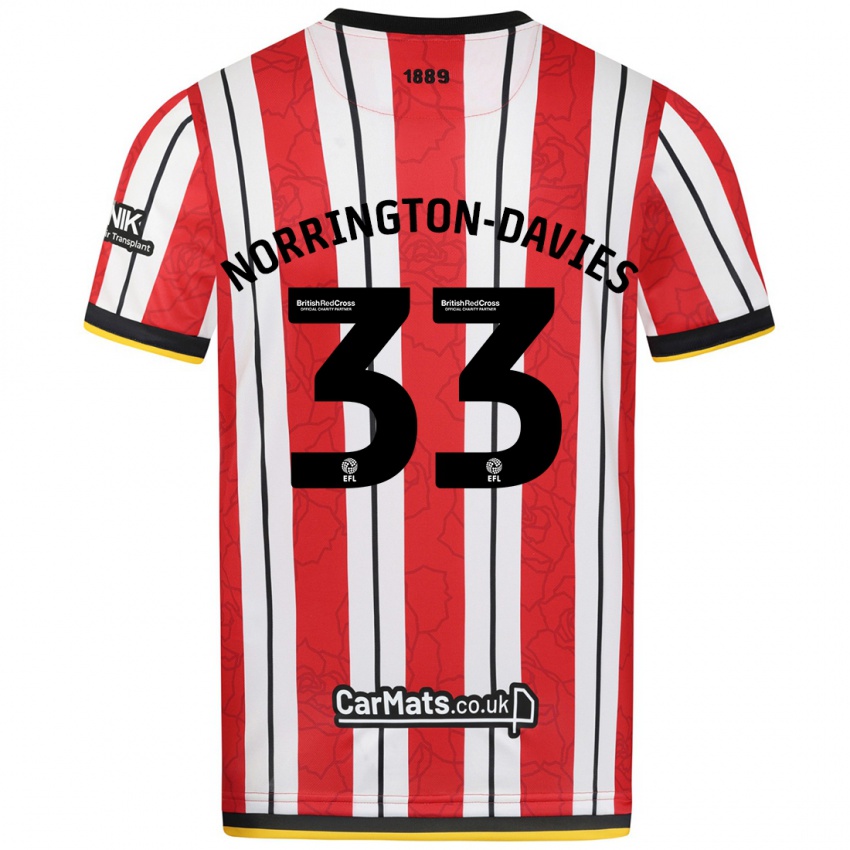 Niño Camiseta Rhys Norrington-Davies #33 Rojo Blanco Rayas 1ª Equipación 2024/25 La Camisa Argentina