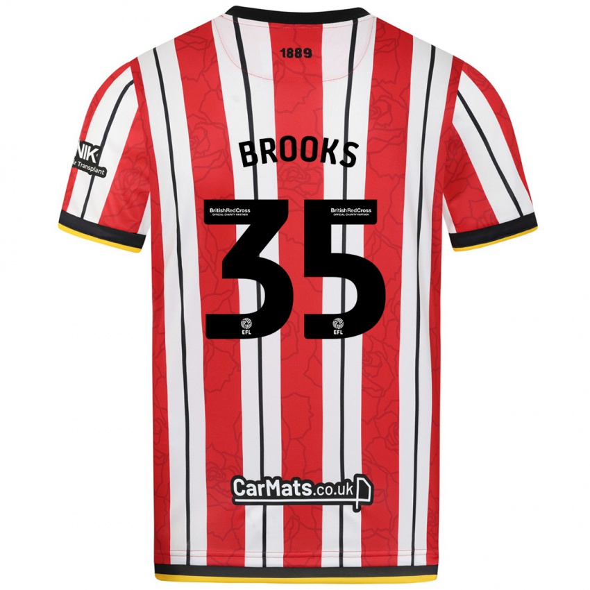 Niño Camiseta Andre Brooks #35 Rojo Blanco Rayas 1ª Equipación 2024/25 La Camisa Argentina