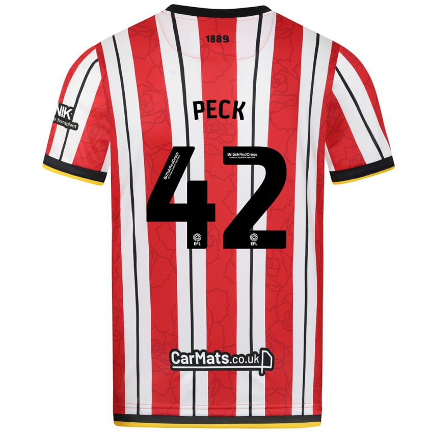 Niño Camiseta Sydie Peck #42 Rojo Blanco Rayas 1ª Equipación 2024/25 La Camisa Argentina