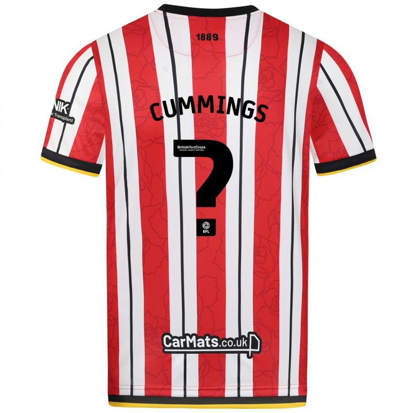 Niño Camiseta Ethan Cummings #0 Rojo Blanco Rayas 1ª Equipación 2024/25 La Camisa Argentina