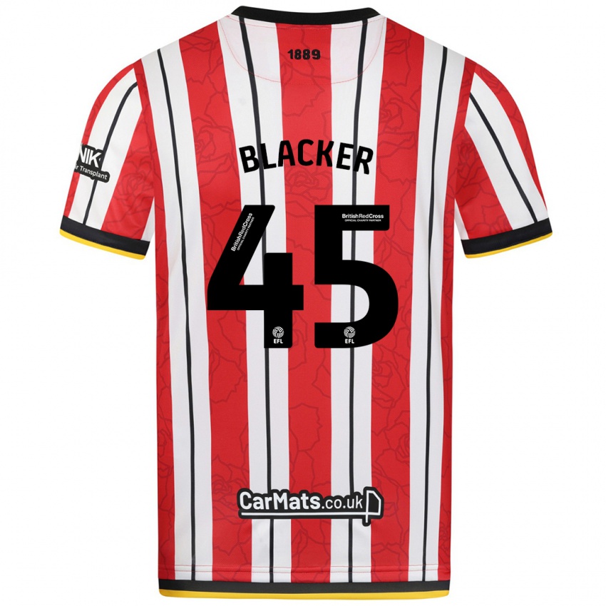 Niño Camiseta Billy Blacker #45 Rojo Blanco Rayas 1ª Equipación 2024/25 La Camisa Argentina