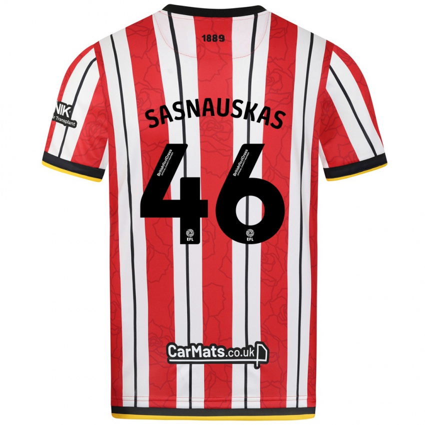 Niño Camiseta Dovydas Sasnauskas #46 Rojo Blanco Rayas 1ª Equipación 2024/25 La Camisa Argentina