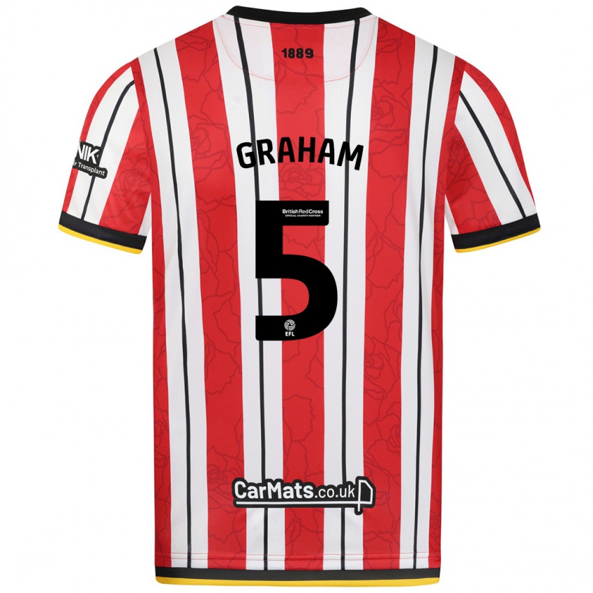 Niño Camiseta Molly Graham #5 Rojo Blanco Rayas 1ª Equipación 2024/25 La Camisa Argentina