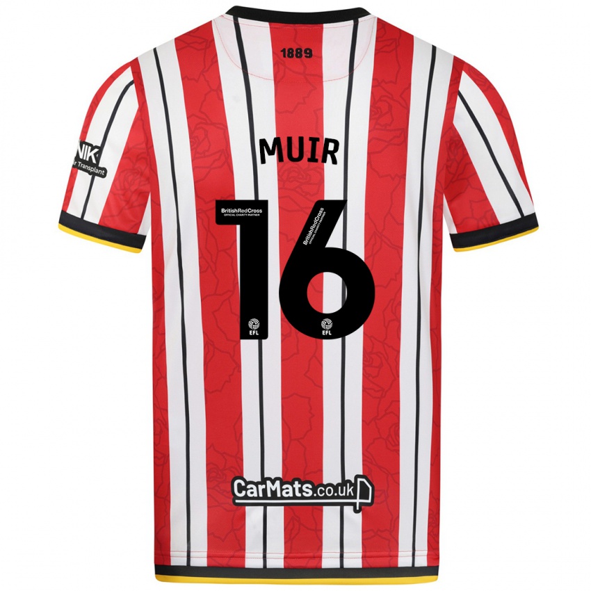 Niño Camiseta Chene Muir #16 Rojo Blanco Rayas 1ª Equipación 2024/25 La Camisa Argentina