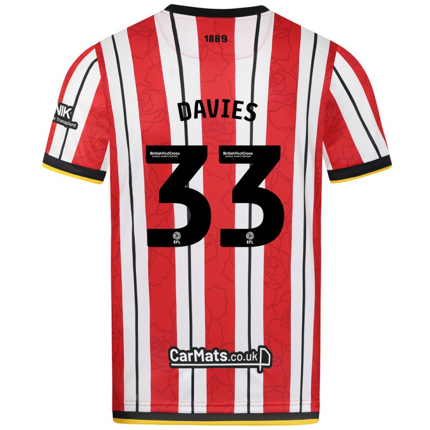 Niño Camiseta Bethan Davies #33 Rojo Blanco Rayas 1ª Equipación 2024/25 La Camisa Argentina