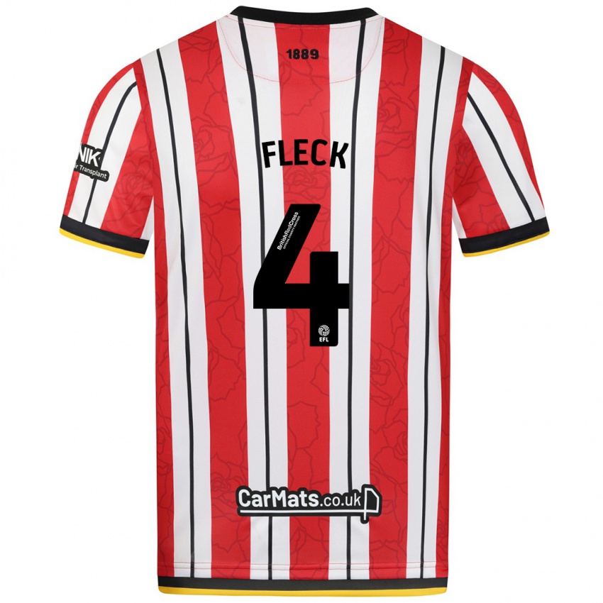 Niño Camiseta John Fleck #4 Rojo Blanco Rayas 1ª Equipación 2024/25 La Camisa Argentina