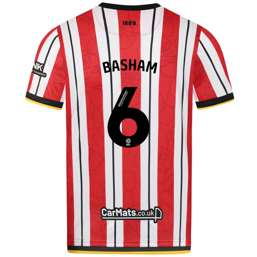 Niño Camiseta Chris Basham #6 Rojo Blanco Rayas 1ª Equipación 2024/25 La Camisa Argentina