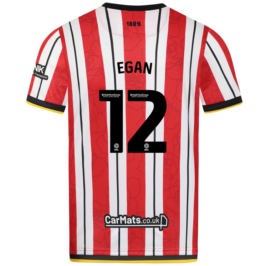 Niño Camiseta John Egan #12 Rojo Blanco Rayas 1ª Equipación 2024/25 La Camisa Argentina